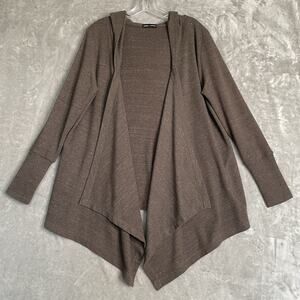 Alpha Amour Cardigan Womens Small Waffle Knit Sweater Open Front Hooded Boho